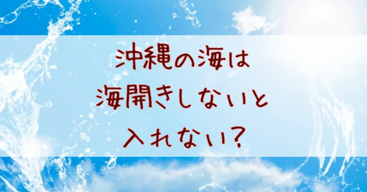 沖縄の海は海開きしないと入れない？時期やルールを徹底解説！